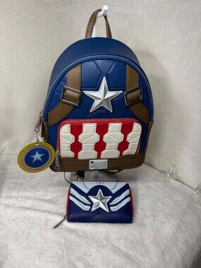 Loungefly Captain America Mini Backpack & Matching Wallet